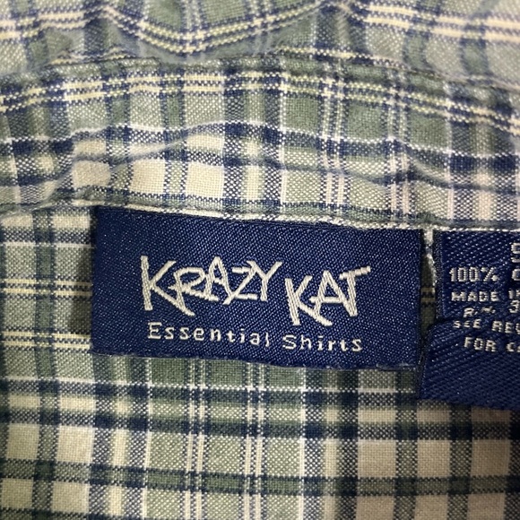 KRAZY KAT FLANNEL BUTTON UP‎ SHIRT 100% COTTON POCKETS WOMEN SZ S GREEN PREOWNED - Picture 5 of 12